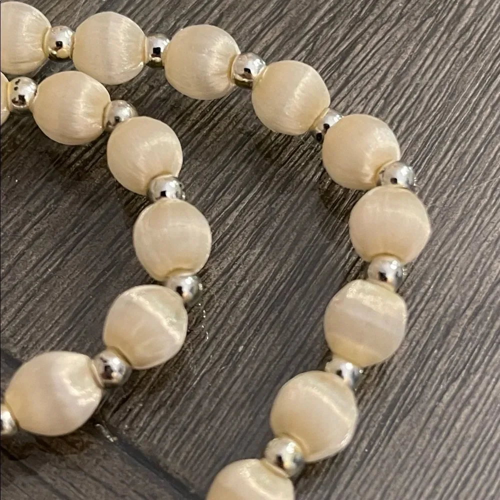 Vintage Satin Thread Wrapped Beaded Necklace 20 5/8”